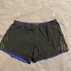 Adidas Black Shorts with Blue Accents